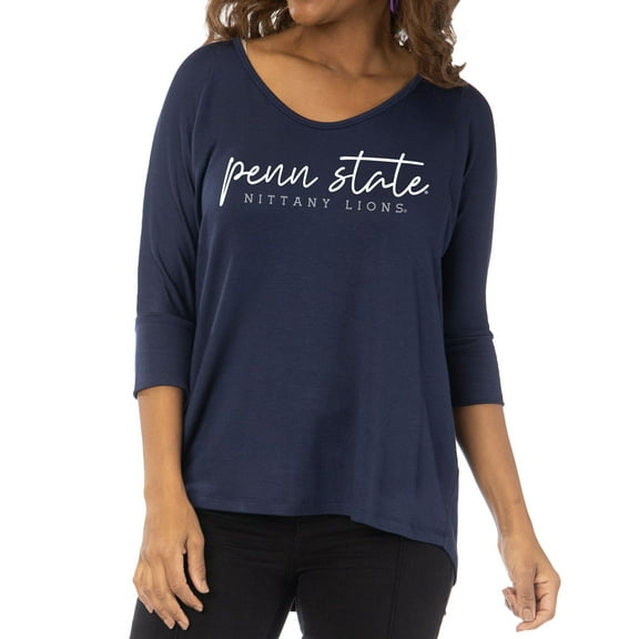 Women's Navy Penn State Nittany Lions Tamara Scoop Neck 3/4-Sleeve Top