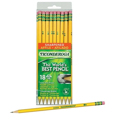 Dixon Ticonderoga #2 HB Soft Pencils, 0.5 mm, 18 Count