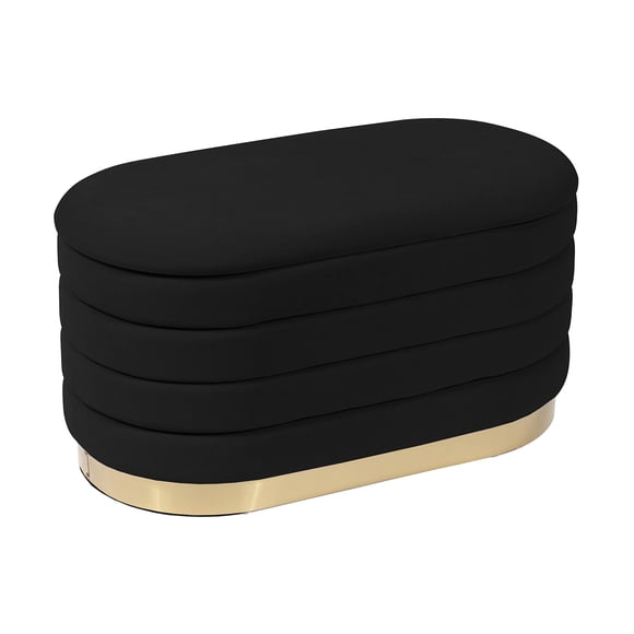 Banco de almacenamiento Tov Furniture Lillian Velvet (negro), estilo glamuroso