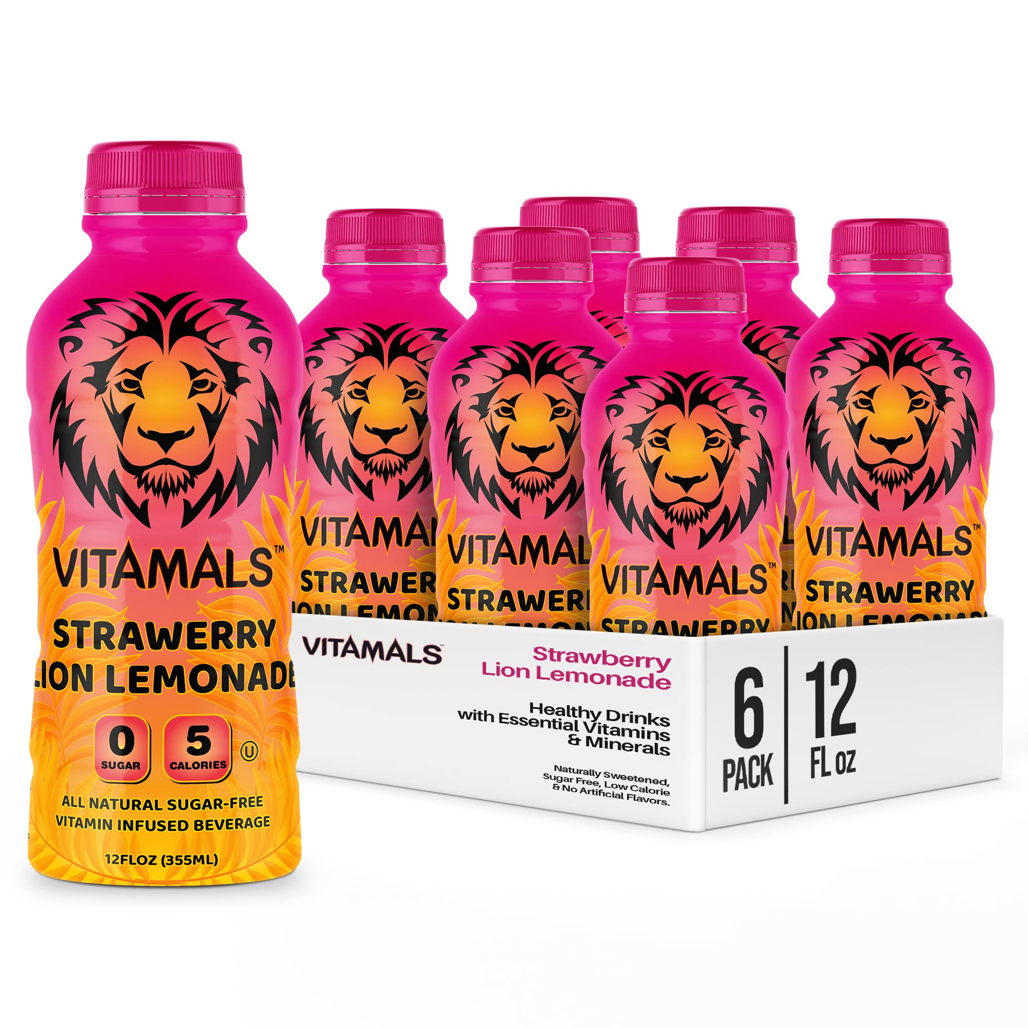 Vitamals Enhanced Flavored Water Strawberry Lion Lemonade 12 fl oz