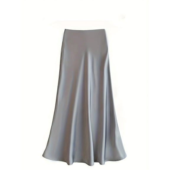 Women's High-Waisted Satin Midi Skirt - Stylish, Bodycon & A-Line (Silk Material)
