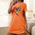 thumbnail image 2 of Fjofpr Sleeping Gowns for Women Women's Oversized Short Nightgown Fashion Chest Print Short Sleeve Nightdress, 2 of 5