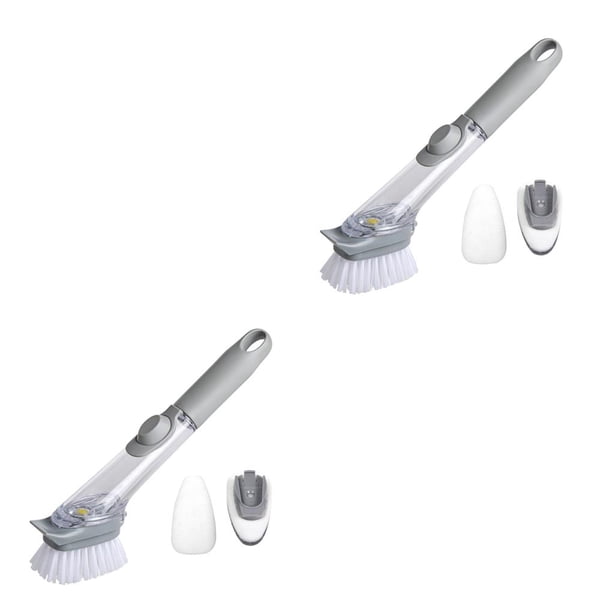 Cepillo para platos Injueey mango largo recargable con dispensador 2 piezas