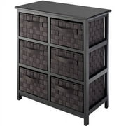 Whitmor Wood and Woven Strap 6-Drawer Chest, Espresso, Adult Use