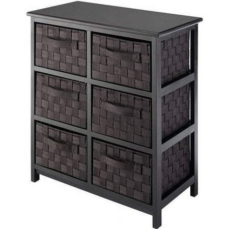 Whitmor Wood and Woven Strap 6-Drawer Chest, Espresso, Adult Use