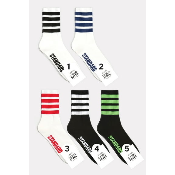 Men's Crew Double Cushion Standard AA Socks - 5 Pair Set