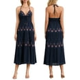 thumbnail image 6 of JYYYBF Women Summer Casual Long Dresses Flower Embroidery Tie-Up Halter Neck Sleeveless Dress Fashion Backless A-line Dress, 6 of 8