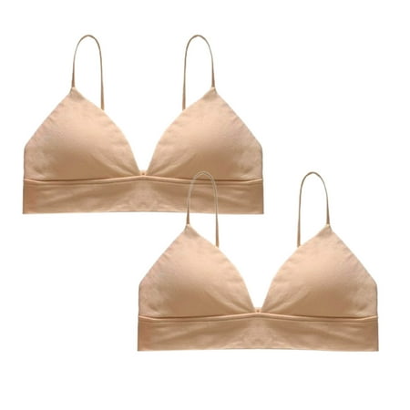 

Frehsky bras for women Women Large Size Bra Without Underwire Light Pure Color Underwear 2PC bras for women no underwire Beige