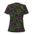 thumbnail image 6 of Fuzoiu Neon Mardi Gras Print Women's V-Neck T-Shirt,Women's Short Sleeve Top, Comfortable for Work, Leisure, and Sports, 6 of 7
