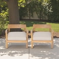 thumbnail image 2 of Tcbosik 2 Pack Outdoor Club Chairs with Cushions, Wooden Lounge Chair, Accent Armchair for Deck, Patio, Porch, Balcony, Easy Assembly, Teak & Beige, 2 of 11