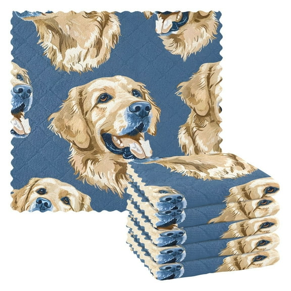 6 Packs Labrador Dog Head Kitchen Dish Towels Soft Absorbent Dish Cloths 11"x11"