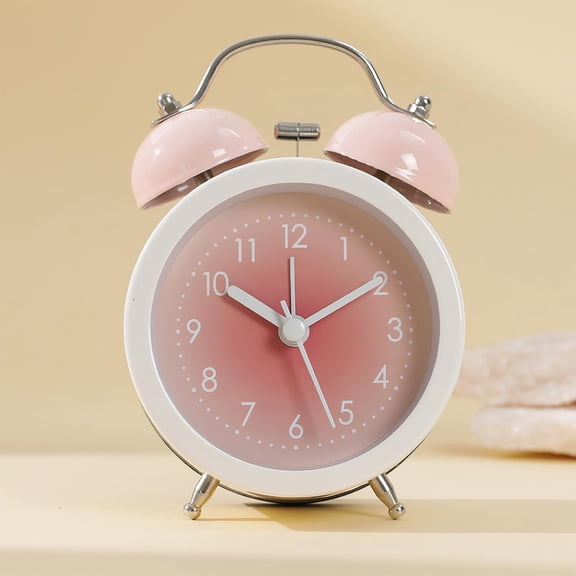 Twin Bell Alarm Clock, 5in(12.7cm) Colorful Table Clock, Battery Operated Loud Alarm with Night Light, Non-Ticking Desk Clock for Office Bedroom Bedside Decor, Christmas Birthday Gifts