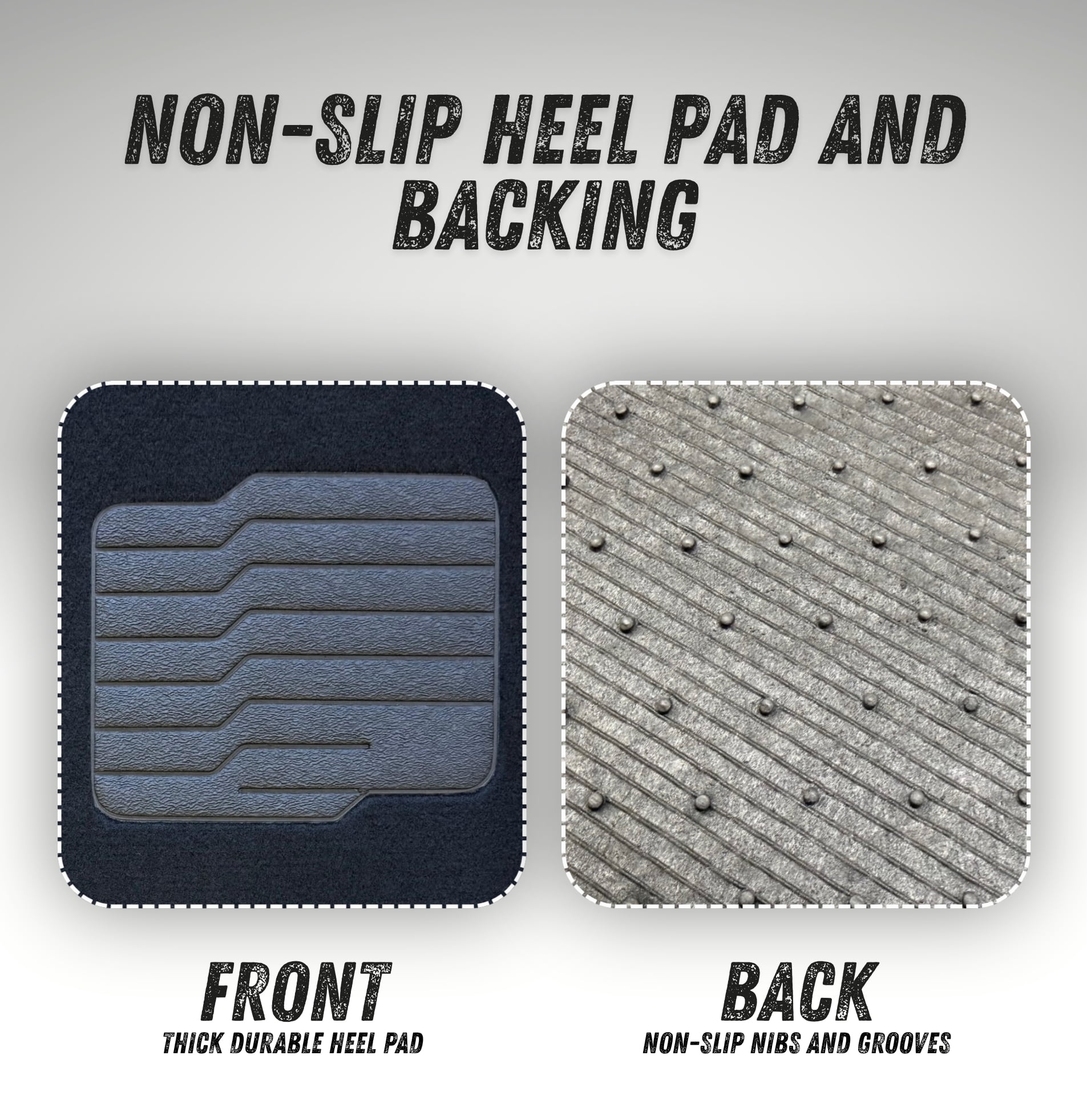 ecoMats Carpet Floor Mats for 2015 to 2024 Ford Edge with Non-Slip Heel Pad and Safety Locks,  Front and Rear, Black