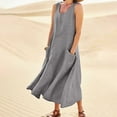 thumbnail image 2 of Susanny Cute Summer Dresses for Women Sleeveless Floral Fit and Flare Dresses Maxi Dress Cotton Linen Tank Long Sundresses Boho Flowy Plus Size Sun Dress with Pockets Gray M, 2 of 6