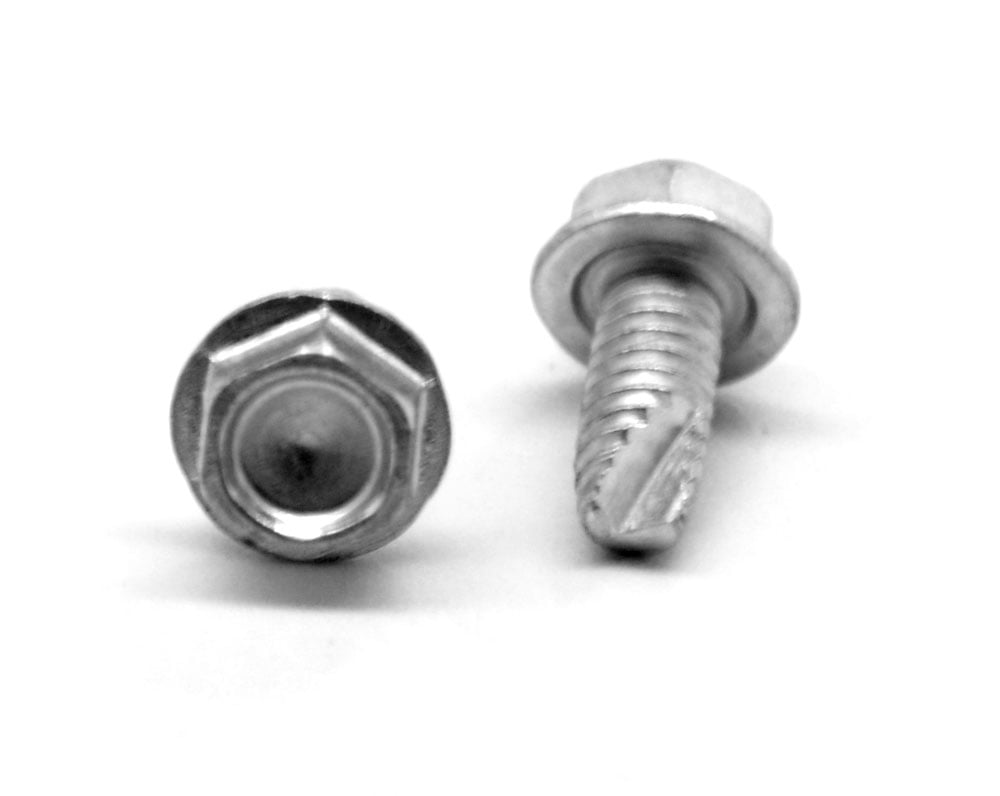Pack of 10 1/2 Length 1/4-20 Thread Size Type 23 Slotted Drive Hex Washer Head Plain Finish 18-8 Stainless Steel Thread Cutting Screw
