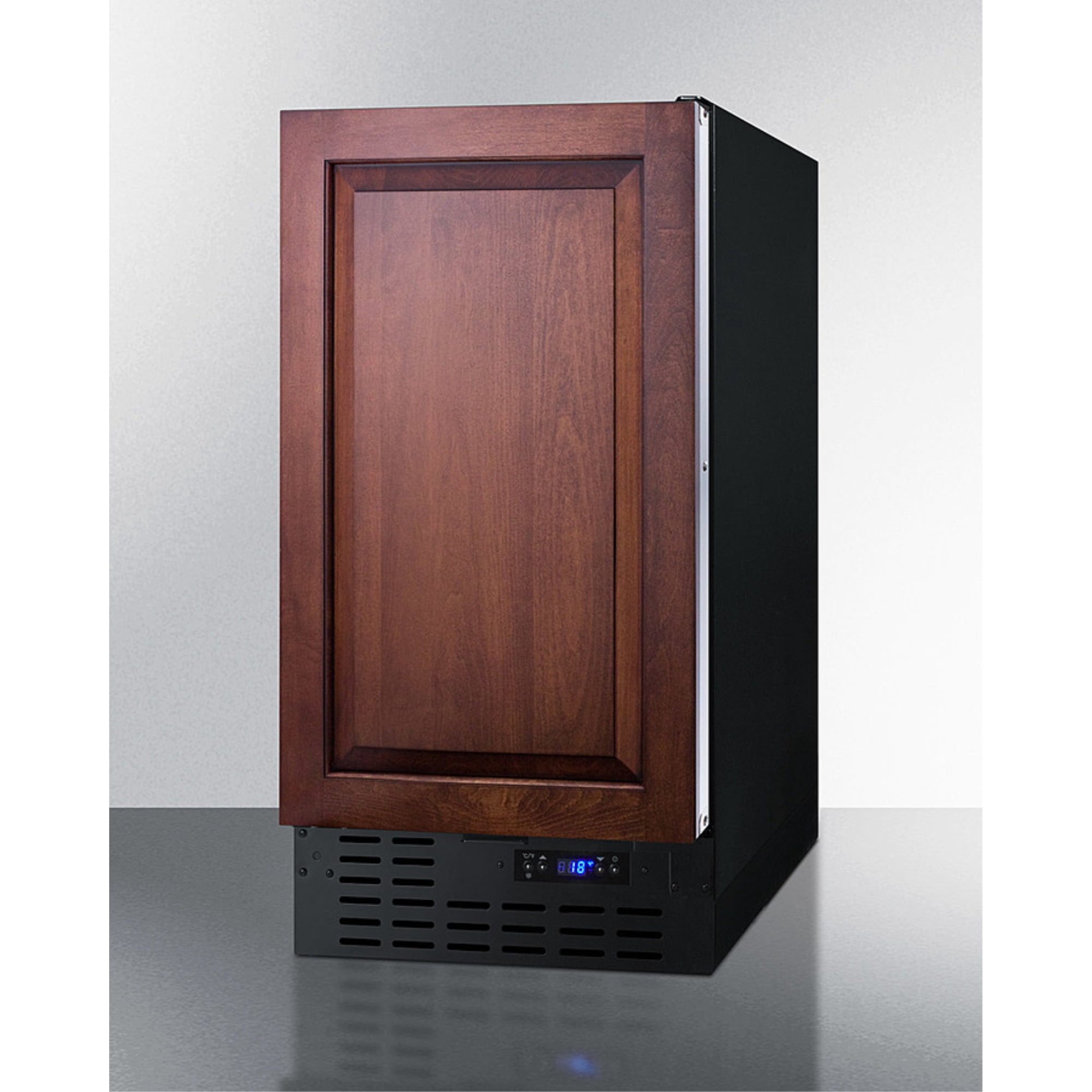 18" wide ADA compliant built-in undercounter manual defrost crescent icemaker with panel-ready door; no drain required