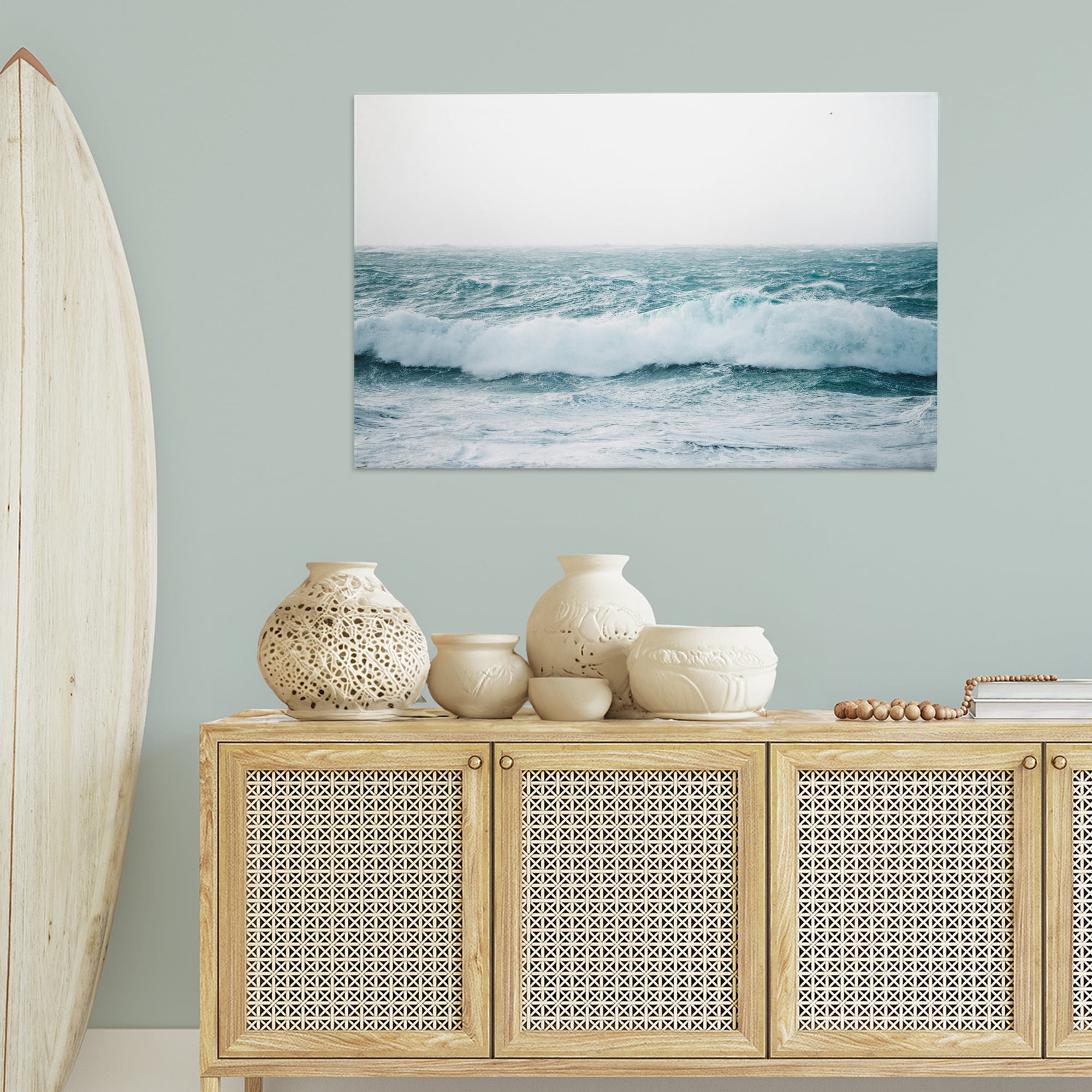 Stupell Industries Beach Waves Horizon Landscape & Nature Photography Wrapped Canvas Art Print Wall Art, 45 x 30