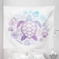 thumbnail image 1 of Turtle Tapestry, Colorful Marine Fauna with Ombre Effect Hand Drawn Seashells and Turtle, Fabric Wall Hanging Decor for Bedroom Living Room Dorm, 5 Sizes, Aqua Pink and Violet, by Ambesonne, 1 of 1