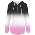 thumbnail image 5 of Daznico Women's Street Style Gradually Changing Color Button Collar Pocket Drawstring Casual Sports Hoodie,Size XL, 5 of 5