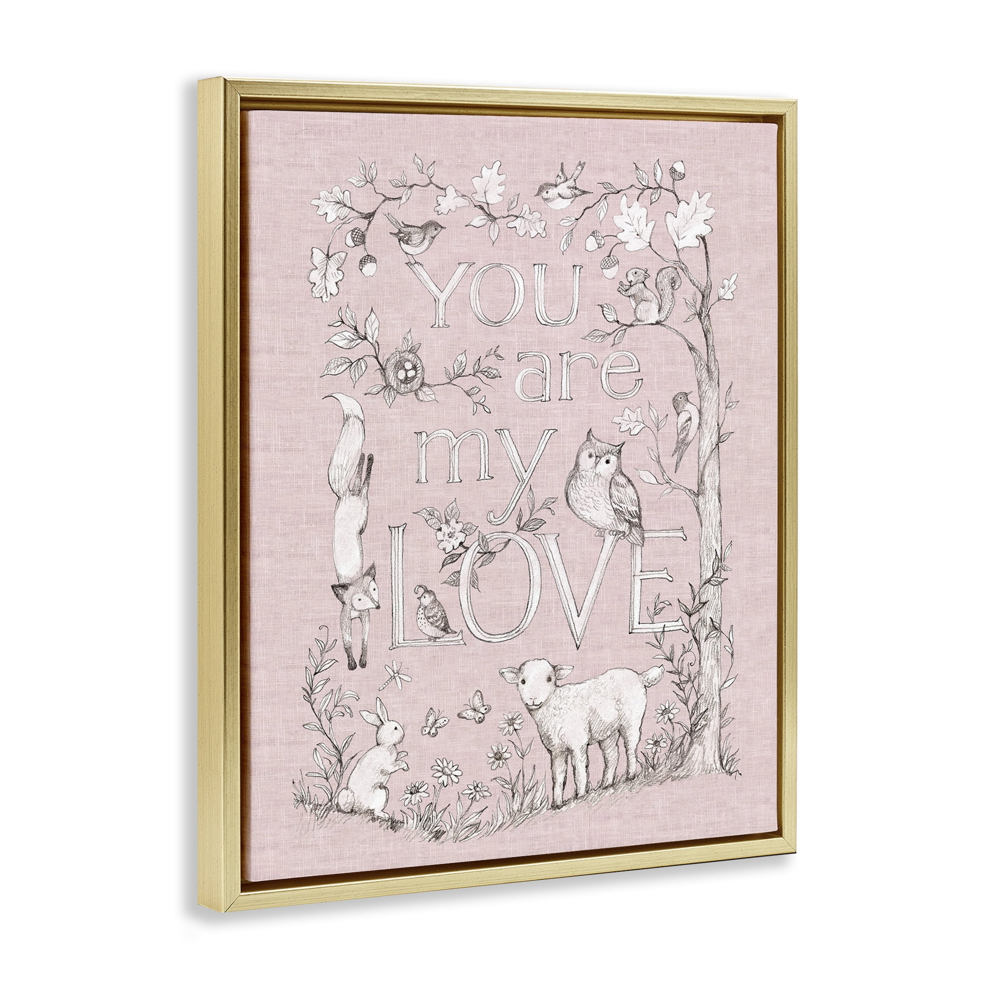 Stupell Industries You Are My Love Gold Framed Floater Canvas Wall Art, design by Susan Winget