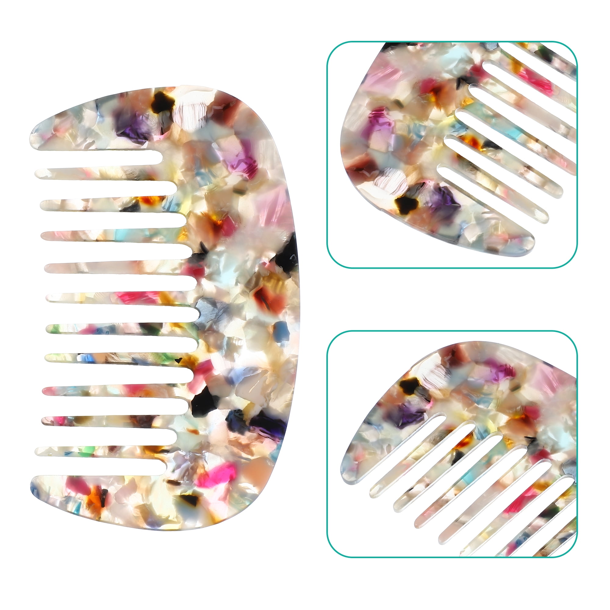 Unique Bargains Hair Comb Wide Tooth Anti-Static Pocket Size for Curly Hair Multicolor