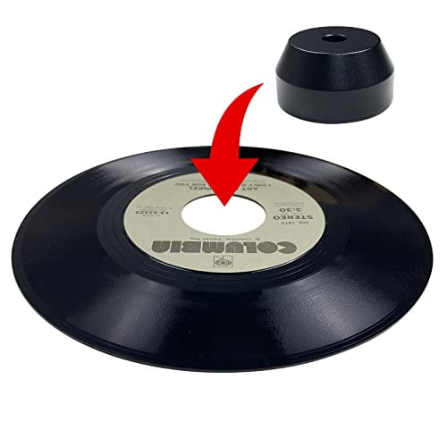 sdroceRyaM Adaptador de grabación de 45 RPM Adaptador de cúpula de grabación de vinilo de 7 pulgadas de aluminio sólido Adaptador 45 para tocadiscos (negro)