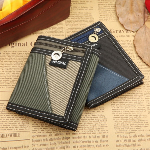 Generic - Men&#39;s Fashion Vintage Wallets Casual Canvas Stores ID Card Coin Purse Short Wallets ...