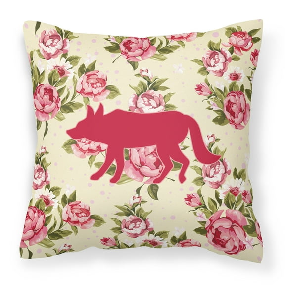 Carolines Treasures Wolf Shabby Chic Yellow Roses Fabric Decorative Pillow 14Hx14W multicolor