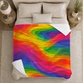 thumbnail image 5 of Abstract Rainbow Wave Spectrum Art, Dramatic Coastal Landscape Scene, Warm Flannel Blanket for Beach House and Living Room, Beach Lovers Housewarming Gift, Coastal Home Decor, 5 of 9