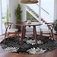 thumbnail image 3 of Black Grey Flowers Round Area Rug 5Ft Washable Circle Rugs for Living Room Bedroom, Modern Abstract Blooms Floral Non-Slip Carpet Floor Mats Indoor Outdoor Carpet Runner Aesthetic Home Decor, 3 of 8