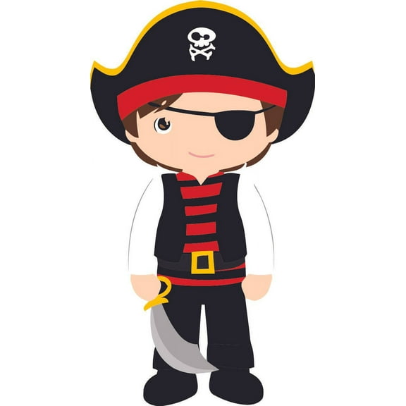 Cartoon Pirate Pirates Sword Eye Patch Design School Wall Decals for Classroom Decoration and Design Decals on Walls - Creative Teacher Artwork Stickers Sticker Teachers Schools Size (20x12 inch)