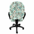 thumbnail image 3 of Geometric Office Chair Slipcover, Vintage Ottoman Style Floral Design with Old Fashion Heraldic Tiles Image, Protective Stretch Decorative Fabric Cover, Standard Size, Aqua, by Ambesonne, 3 of 5