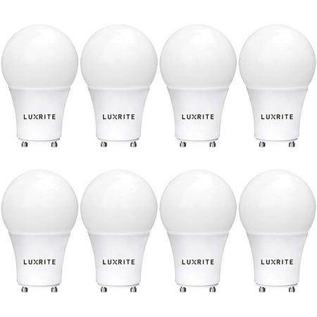 Luxrite GU24 LED A19 Light Bulb, 60W Equivalent, 2700K Soft White, Dimmable, 800 Lumens, LED GU24 Bulb, 9W, Enclosed Fixture Rated, UL Listed, Perfect for Ceiling Fans and Outdoor Fixtures (8 (Best Light Bulbs For Outdoor Fixtures)