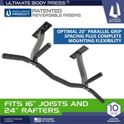 Ultimate Body Press Ceiling Mount Pull Up Bar With Reverse Risers - 300 lb Capacity