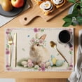 thumbnail image 2 of Easter Cute Bunny Placemats Set of 8 Eggs Spring Daisy Flowers Vintage Place Mats Indoor Wipeable Table Mats Washable Cloth Dining Table Placemats for Kitchen Holiday Party Home Decor 13x19 Inch, 2 of 9