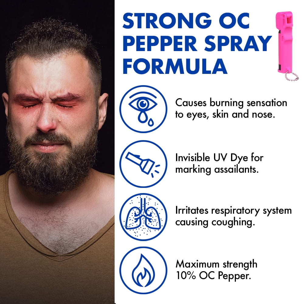 Mace Brand PepperGuard Pepper Spray - Pink - Police Strength OC Pepper Formula, UV Detection Dye