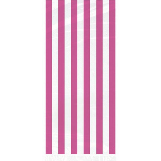Unique Industries Pink Striped Cello Bags, 20pk