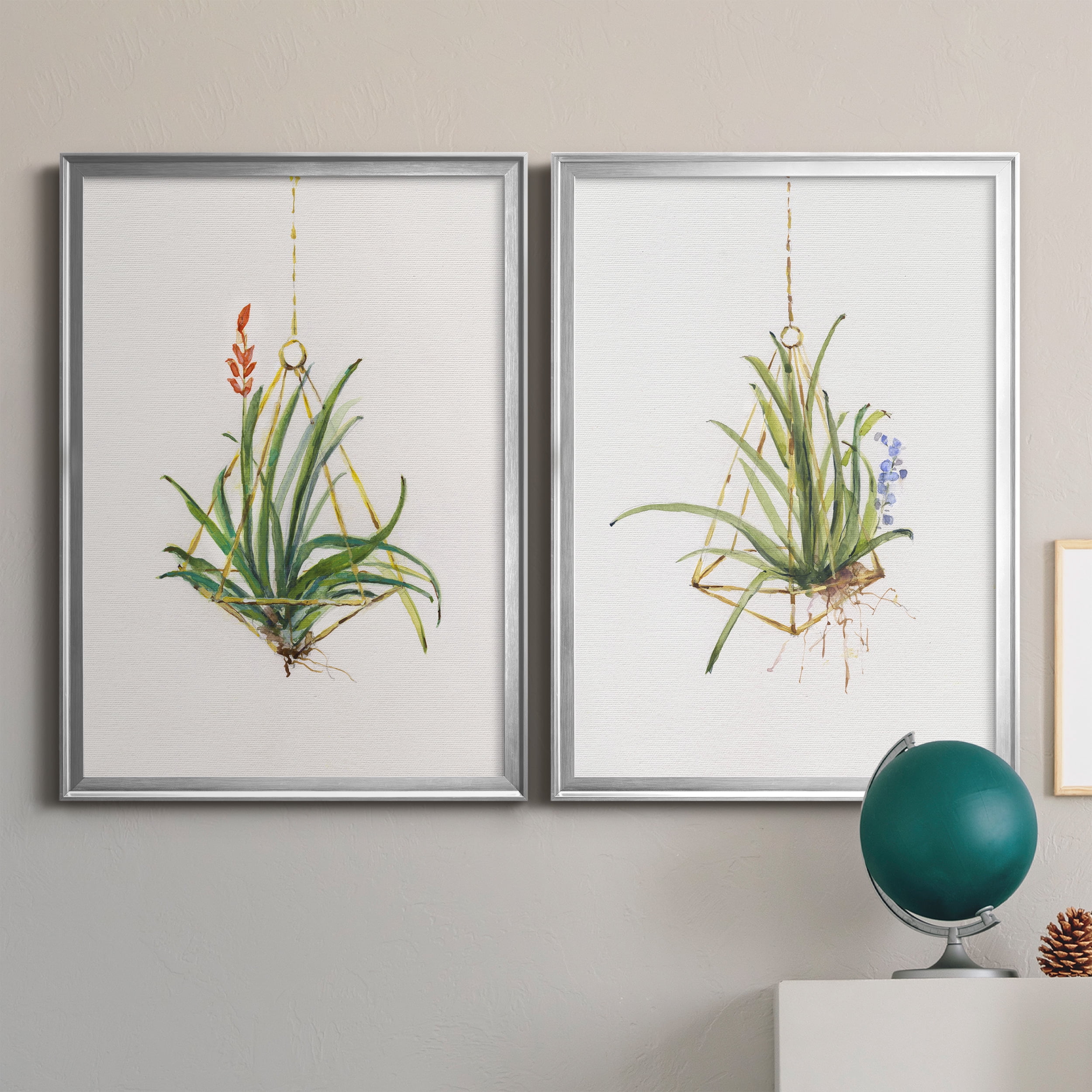 2 Piece Set Gardenaire I Premium Framed Canvas - Ready to Hang - 26.5 x 36.5 Each - Silver Frame