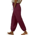 thumbnail image 4 of BILIKEYU Women's Linen Wide Leg Casual Loose High Waist Pants, cargo pants women baggy, womens pants, women's clothing, 4 of 6