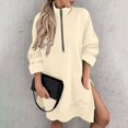 thumbnail image 5 of Yellow Sweaters for Women'S Solid Color Half Zipper High Neck Long Sweatshirt Fashionable and Simple Slit Loose Pocket Sweatshirt Womens Fall Fashion 2025, 5 of 6