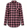 thumbnail image 6 of TRUNZI Women's Button Down Plaid Shirts Long Sleeves Lapel Collar Casual Regular Fit Shackets with Chest Pocket,Hot Pink,Size M, 6 of 8