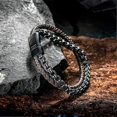 thumbnail image 3 of ZHAOCHENG Pulsera de hombre Pulsera de cuero para hombre Pulsera de acero inoxidable con imán, 3 of 5