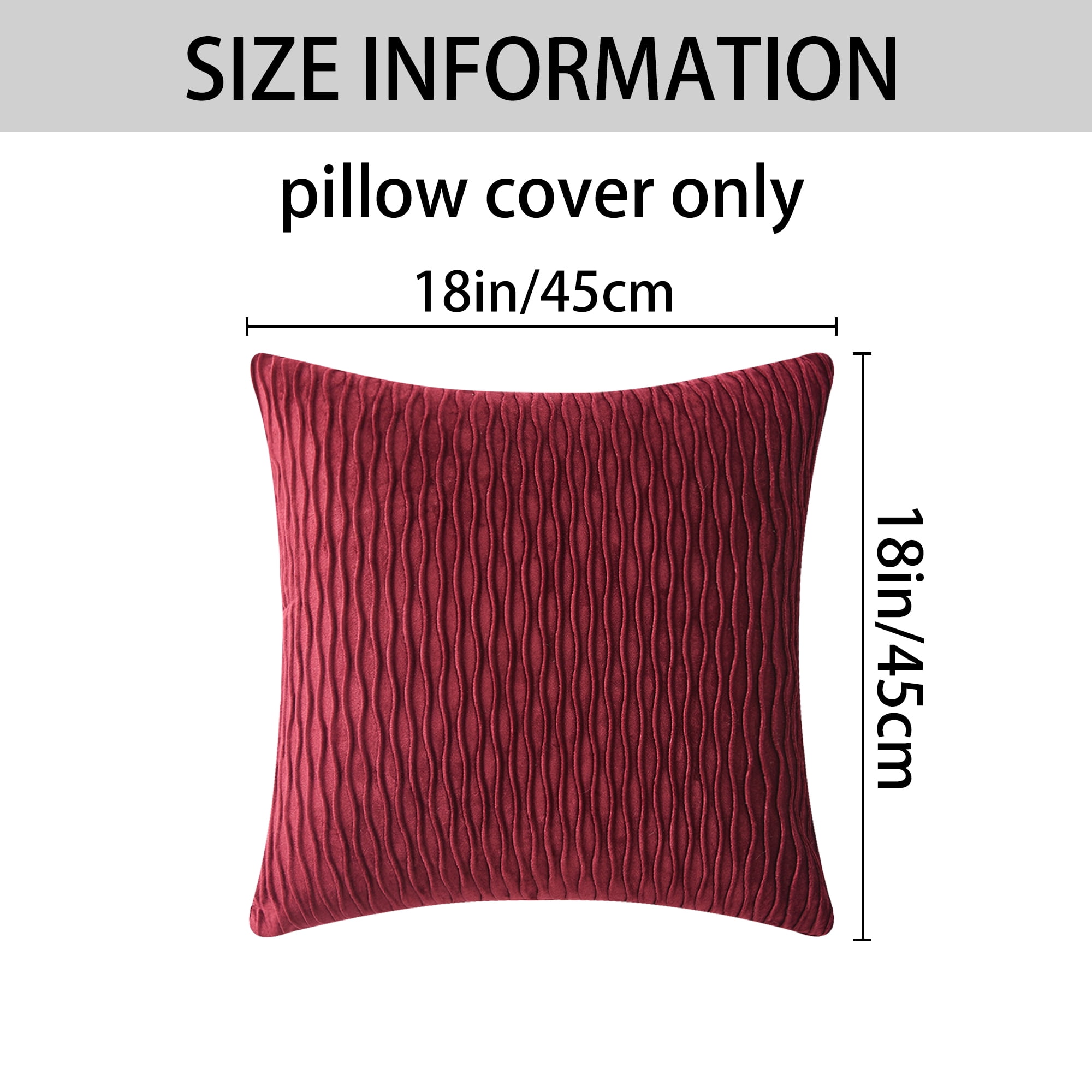 Unique Bargains Throw Pillow Covers Striped Velvet Rectangular Red 18" x 18"