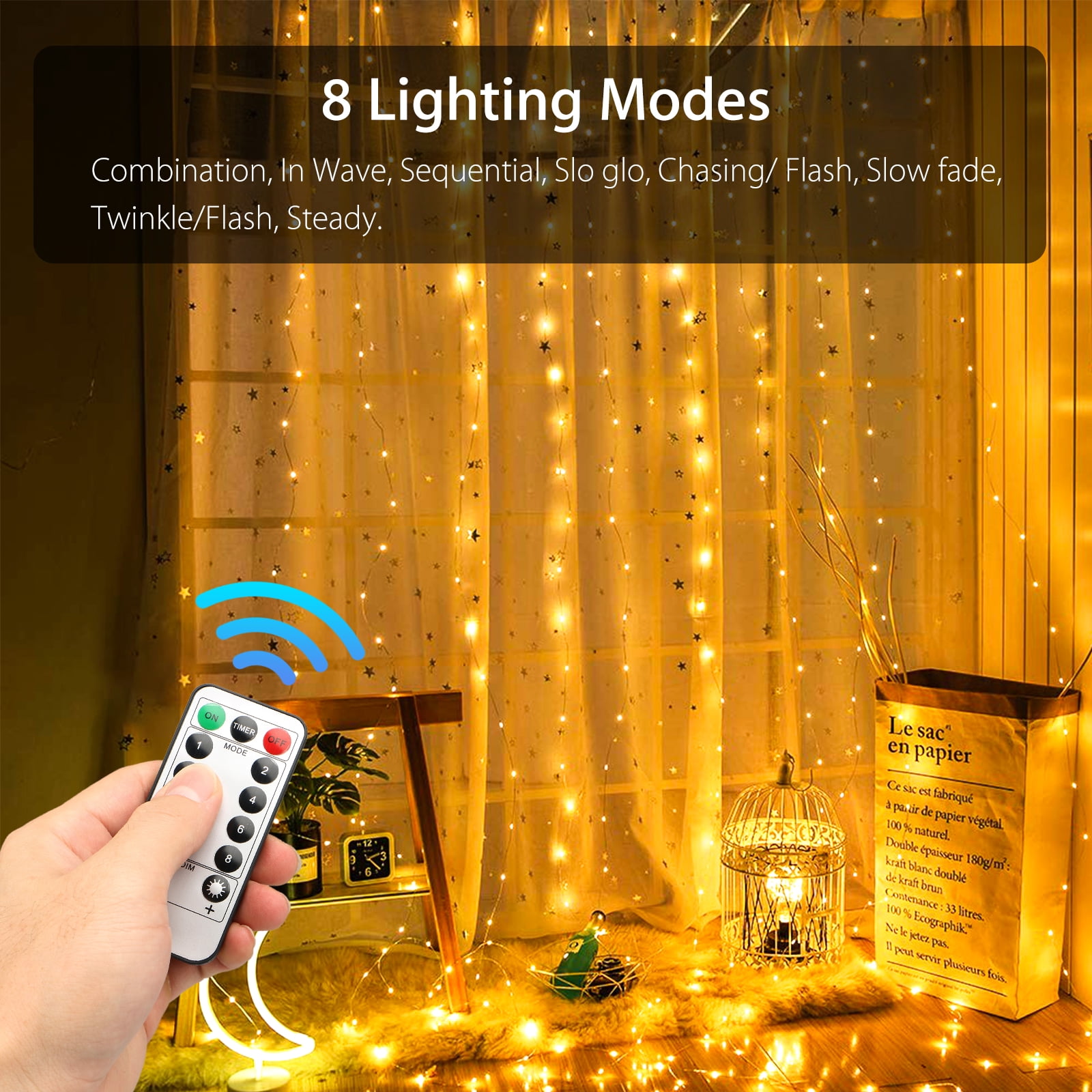 300//200//100 LED Fairy String Lights Curtain Window Wedding Party Decor w// Remote
