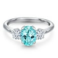 thumbnail image 3 of Gem Stone King 925 Sterling Silver Ring Apatite Moissanite (1.66 Cttw), 3 of 7