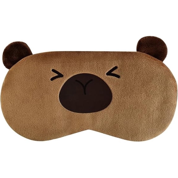 1997 Cute Capybara Sleeping Mask, Soft Fluffy Plush Blindfold Funny Novelty Animal Sleep Mask Eye Cover Eyeshade for Kids Girls Boys Women Men Night Nap Travel Meditation (Brown, Capybara)