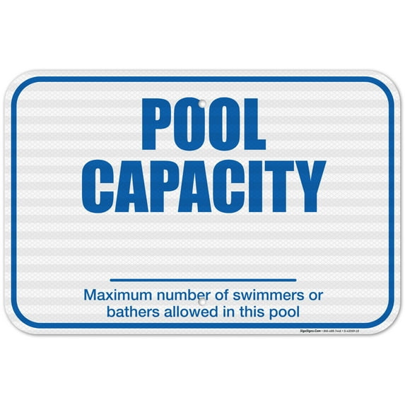 Pool Capacity Pool Sign,