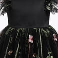 thumbnail image 5 of IBTOM CASTLE Kids Girls Birthday Party Sundress Floral Embroidery Backless Princess Tulle Tutu Wedding Pageant Dress 3-4 Years Black Floral, 5 of 8