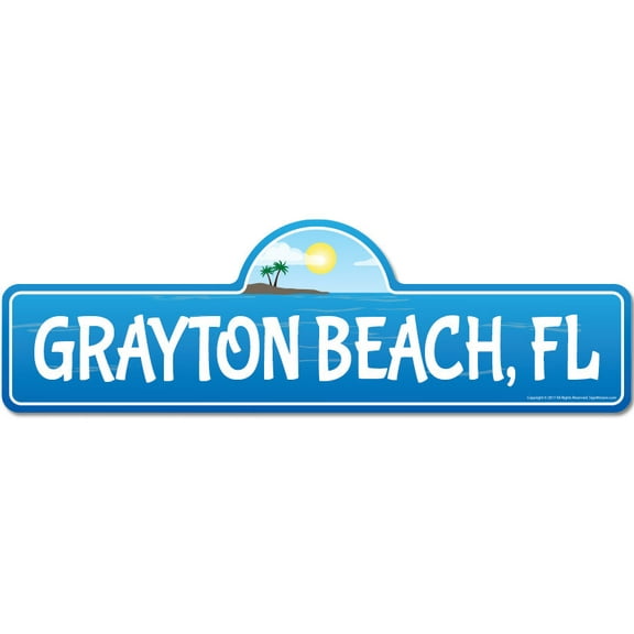 Grayton FL Florida Beach Street Sign | Indoor/Outdoor | Surfer Ocean Lover Décor For Beach House Garages Living Rooms Bedroom | Signmission Personalized Gift