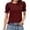 Wine, variant on Fengactive Ruffle Short Sleeve Shirt for Women Spring Summer Crewneck Casual Daily T Shirts Comfort Tops